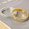 Classic Multilayer Shiny Crystal Rhinestone Cuff Bracelets Bangles Women Wristband Gold Silver Color Wedding Bracelet Jewelry