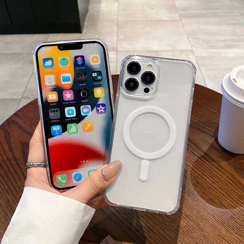 Applicable To Apple 16promax Sequencing Magnetic Suction Phone Case Iphone15 Acrylic Transparent Protective Case Charging