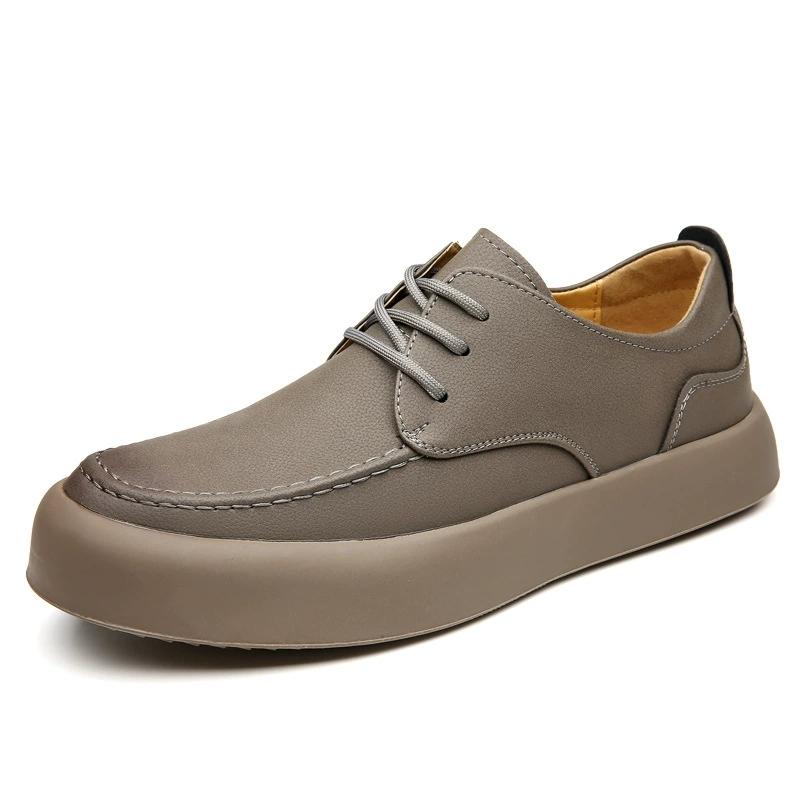 

New Men s Casual Shoes Luxury Handmade Suede Leather Sneakers 2026 Tooling Antiskid Men Footwear Platform Outdoor Shoes Loafers 38 серый