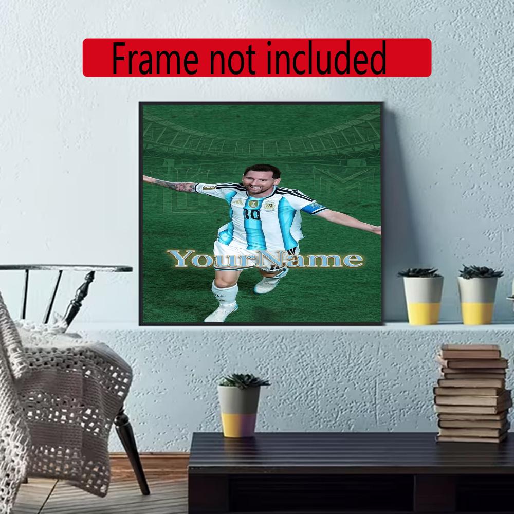 Messi Customize Your Name Diamond Painting Round Diamond Diy Frameless Holiday Artwork Suitable For Home Office Wall Decoration