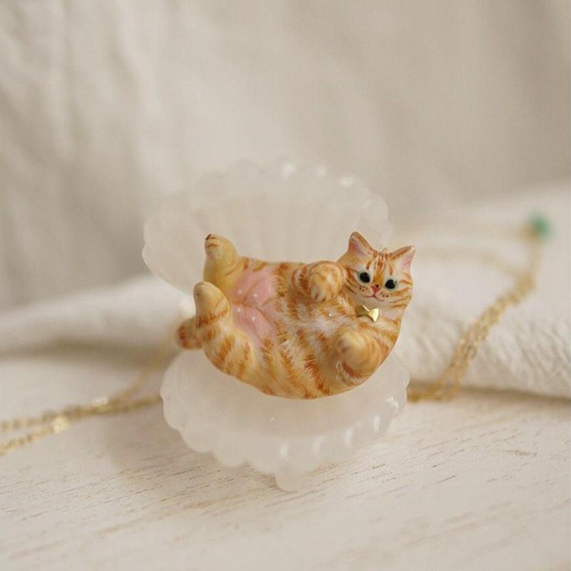 Vintage Cute Cartoon Cat Pendant Necklace For Women Retro  Jewelry Gifts