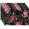 Vintage Leopard Rose Pattern Linen Washable Place Mats Table Mat Non Slip Heat Resistant Kitchen Dining Decor Protector