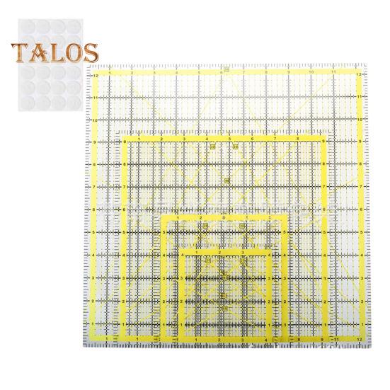 

4 шт. акриловая линейка для квилтинга с нескользящими кольцами 4,5/6/9,5/12,5-дюймовая квадратная линейка для резки ткани с четкой маркировкой проекты для шитья и рукоделия жёлтый