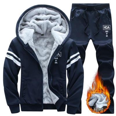Men's Fleece-Lined Hoodie & Sweatshirt Set - Warm, Casual Sports Cardigan Jacket