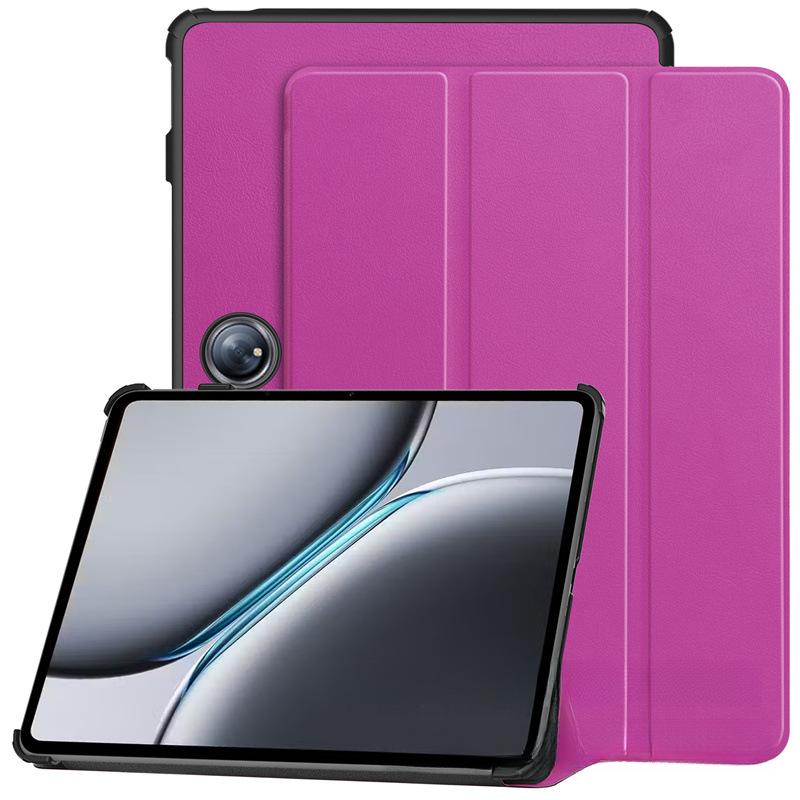 For OnePlus protective case pad 2 leather case tri-fold full cover 24 back shell 12.1 For OPPO Pad Air 22 фиолетовый