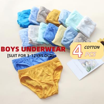 4 peças/lote cuecas para bebês meninos calcinhas sólidas cuecas curtas de algodão para crianças 1-12T
