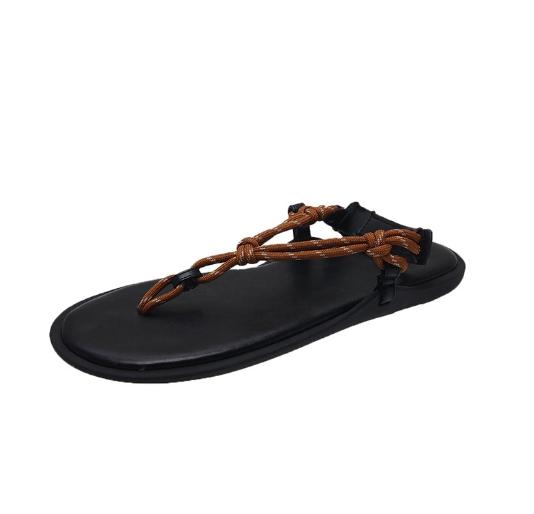 Fashion Beach Roman sandals hemp rope thick bottom Velcro flip flops new style clip toe lazy all-match