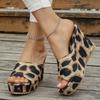Fashion Plus Size 2025 Summer Leopard Print Women's Open Toe Slippers Outdoor Platform Wedges Sandals Daily Casual Rome Slippers Zapatos