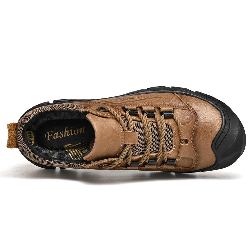 Brand Men Casual shoes lace up Outdoor Footwear Man Genuine Leather Leisure Mens Shoes Luxury Climbing Hiking Mens Walking Shoes