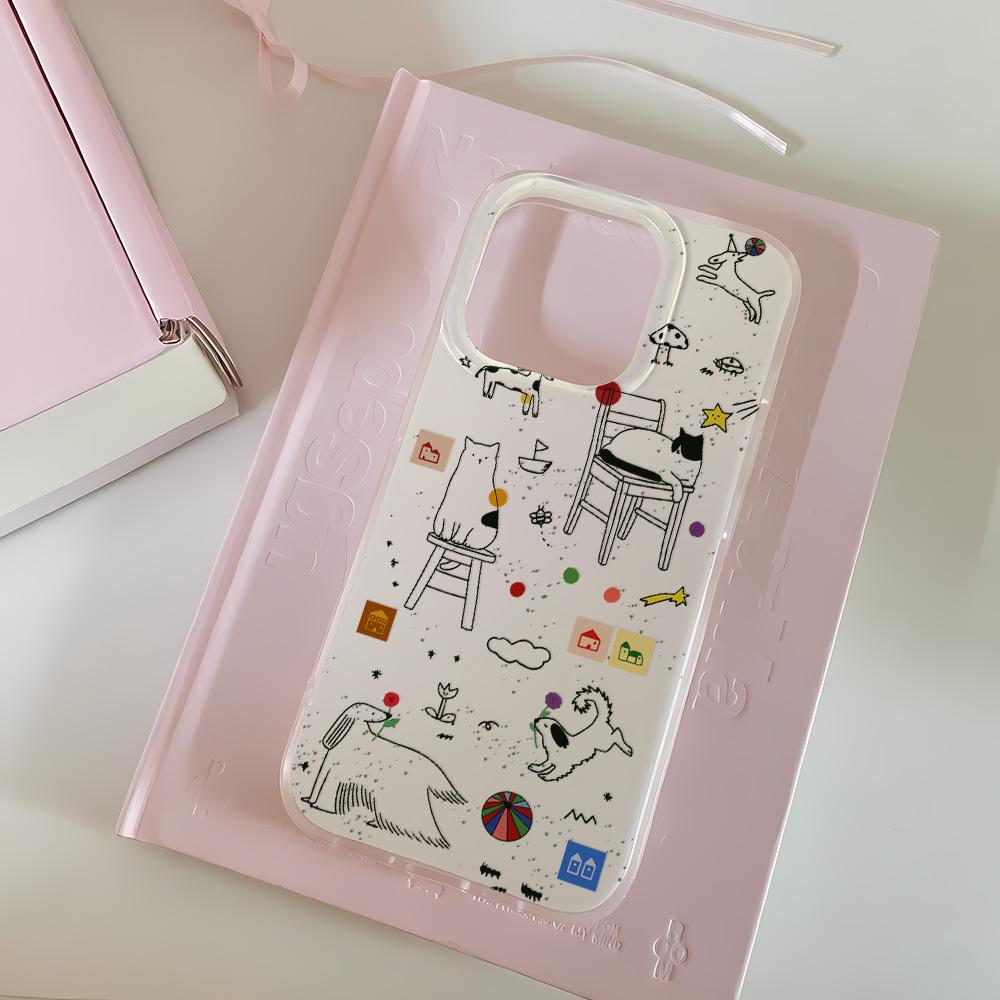 Painted Phone Case for iPhone 12 13 15 16 iPhone 16 12 13 14 15 Pro  14 15 16 Pro Max Coverage Shockproof Anti-Fingerprint Fresh Style Protective Case