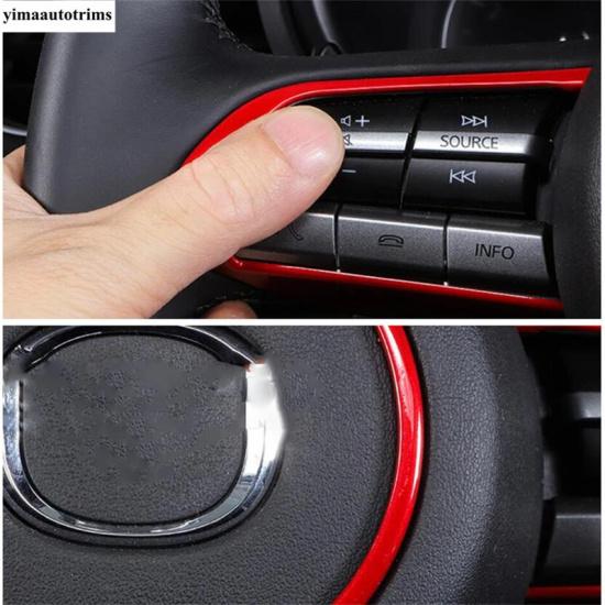 Steering Wheel Button Decoration Cover Kit Trim For Mazda 3  - 2025  / CX-30  - 2025  ABS Red / Carbon Fiber Accessories