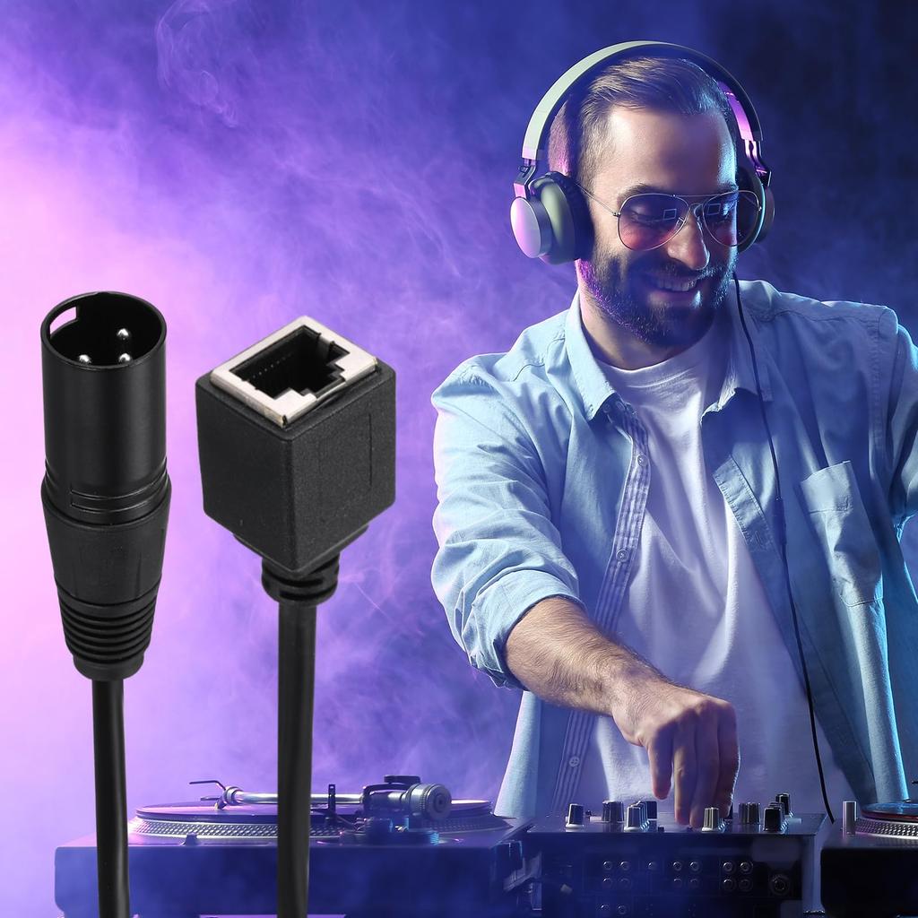 uxcell 3-Pin DMX512 XLR to RJ45 Female Adapter Cable 4-Pack 1.6ft Microphone Extension Cable Stage Studio Lighting