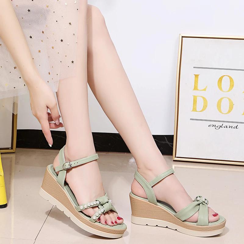 

Новые римские туфли с тонким ремешком, женские сандалии на танкетке с открытым носком, летние модные повседневные элегантные модные туфли на высоком каблуке, НЕТ:526 35