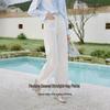 Xiangying Women's Tencel Cotton High-Waist Straight-Leg Pants