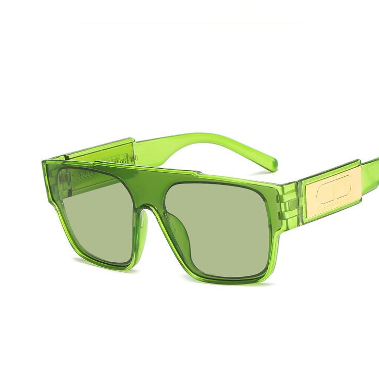 Trendy green square frame sunglasses new fashion stage show sunglasses retro street shooting concave modelling glasses