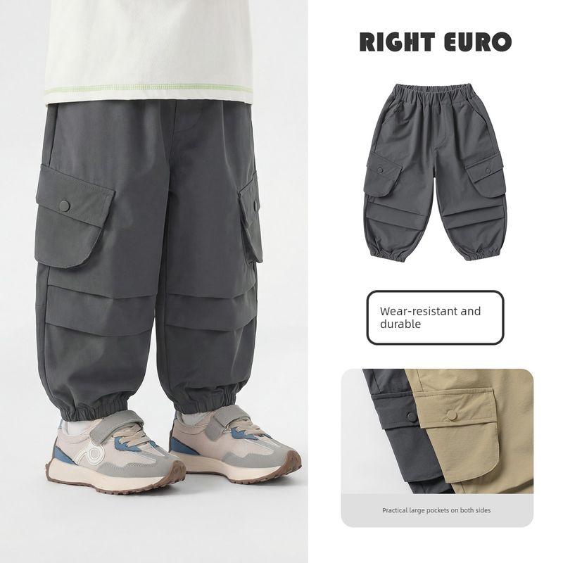 

Right European Style Boys Cargo Pants 2026 Spring New Model Spring and Autumn Children s Casual Long Pants Versatile Baby Pants Children s Clothing Dark gray 90