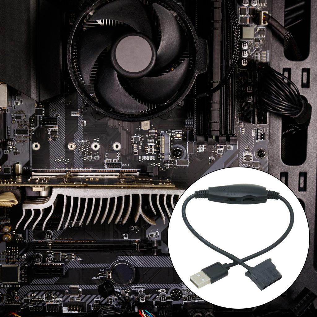 USB To 4Pin PWM 5V To 12V Boost Line USB Sleeved PC Fan Power Adapter Connector Converters Cable with Adjust Switches