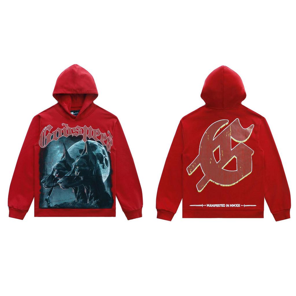American Trendy GD Rock Retro Distressed Hoodie - Autumn/Winter Fashion