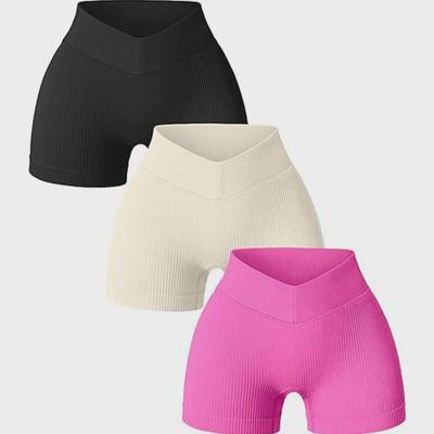 Kadın Yüksek Bel V-Bel Yoga Şortu - Kalça Kaldırıcı, Yaz Fitness ve Bisiklet için Sıkı Kesim