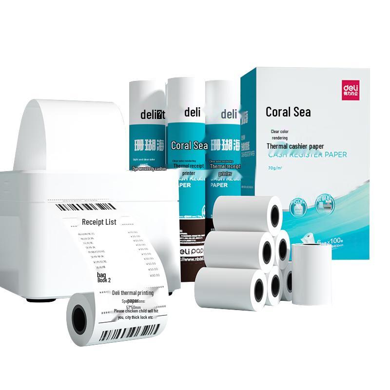 Deli Thermal Receipt Paper 57x50mm, 17m x 100 Rolls