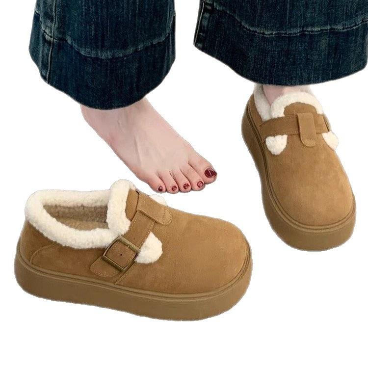 Thick-soled velvet Birkenstocks warm snow boots new winter Birkenstocks wool cotton shoes