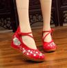 Fashion Chinese Style Women's Woven Shoes Embroidered Flower Women Wedge Pumps High Top Hidden Heel Ankle Strap Casual Canvas Shoes 41