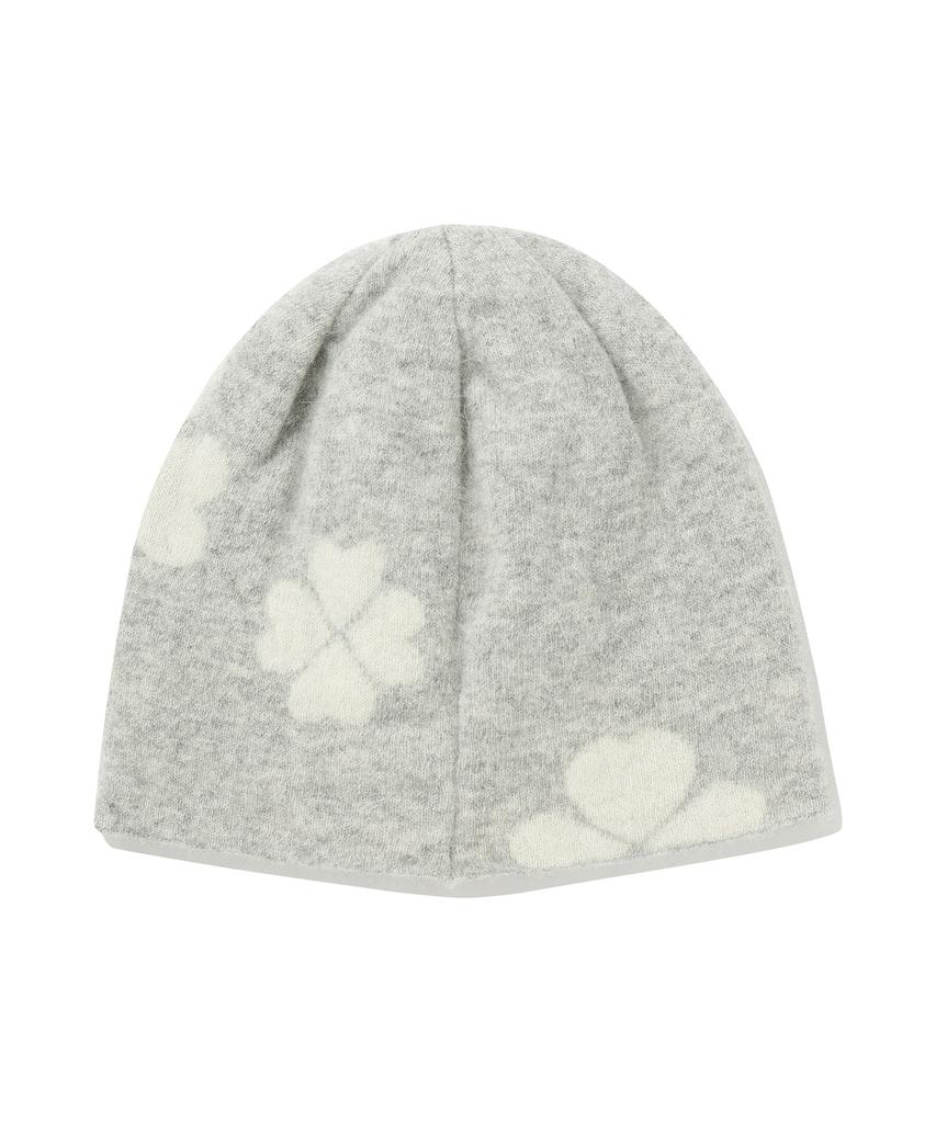 COVERNAT WOMAN Clover Heart Angora Pattern Beanie Gray