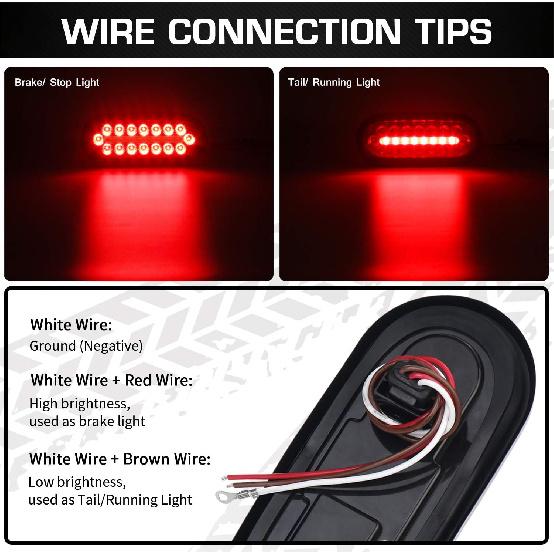 LINKITOM 6 Inchs Submersible Oval LED Stop/Turn Trailer Tail Light With Waterproof Rubber Gaskets For Boat Trailer Truck RV [DOT Certified] [IP67] (2