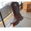 Girls' Flannel Two Cotton High Top Boots Autumn and Winter New Item Little Girls' Knight Boots Korean Version Medium and Large Children's Cotton Boots