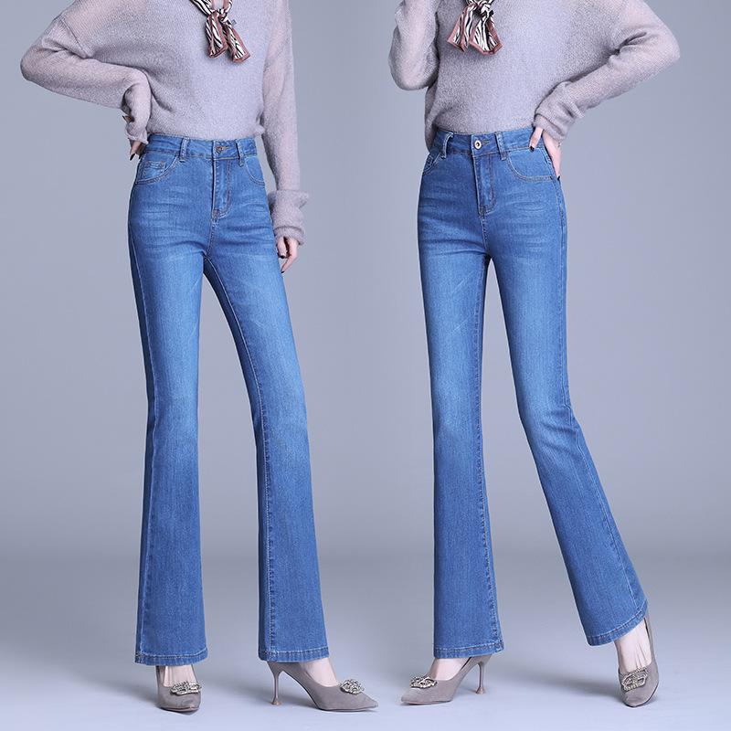 Jeans Women's Blue Micro-flared Pants High-waisted Slim-fit Wide-leg Pants