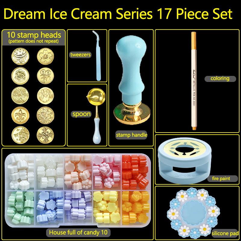 17PC/1Set Wax Seal Stamp Kit Lacquered Sealing DIY Craft Supplies Seal Random Header Christmas Wedding Invitation Decoration