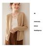 Women's Cable Knit Cashmere Cardigan: Round Neck, Long Sleeve, Buttoned, Versatile Autumn/Winter Sweater.