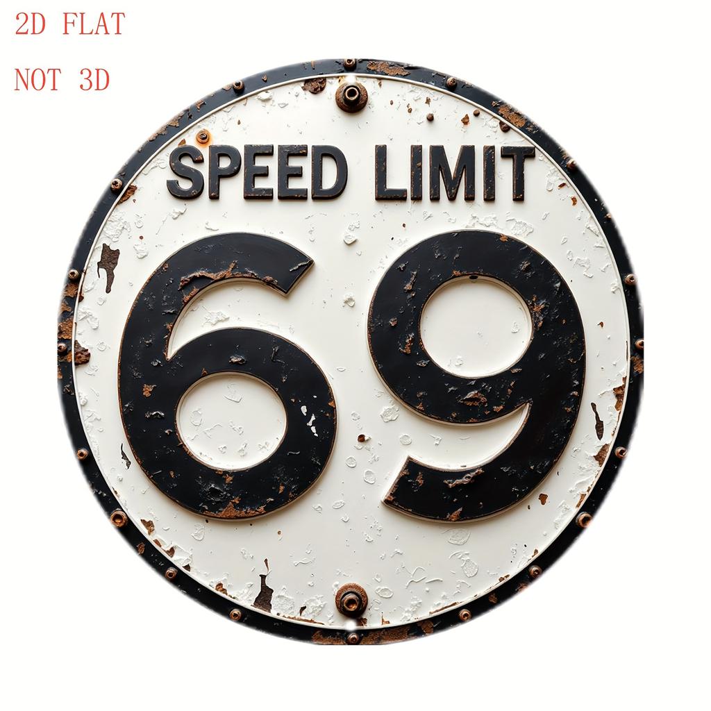 Inch Weathered Speed Limit Road Sign with Rust and Texture Design Round Aluminum Wall Round Sign Pc Holiday Gifts Clas