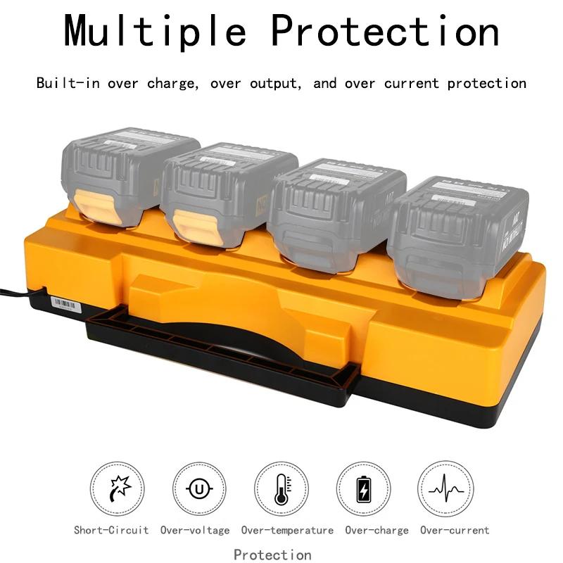 DCB104 Lithium Battery Charger 4-Port 3A Current For 10.8V 12V 14.4V 18V For FlexVolt 20V 60V DCB127 DCB105 DCB118 DCB112