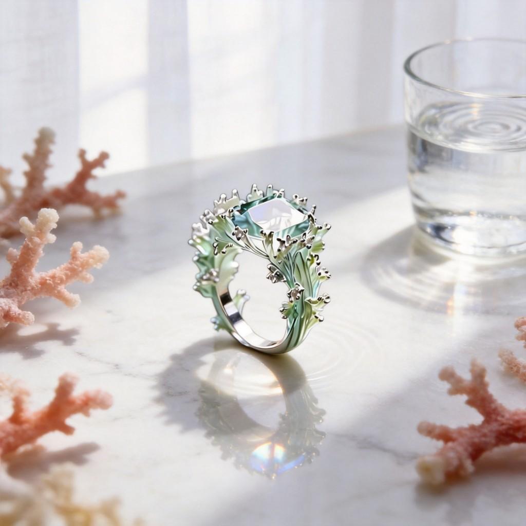 Ozean Koralle Welle Ring Mit Mikroschliff Zinklegierung Für Mode Frauen