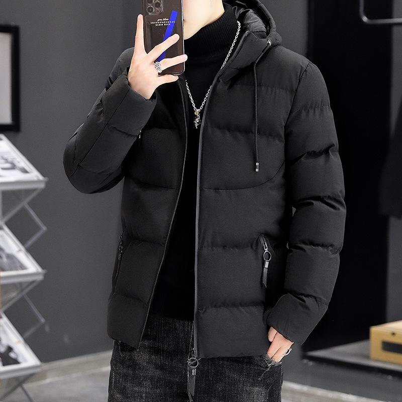 Winter zipper side seam socket padded jacket fit type thickened solid color casual detachable collar youth padded jacket