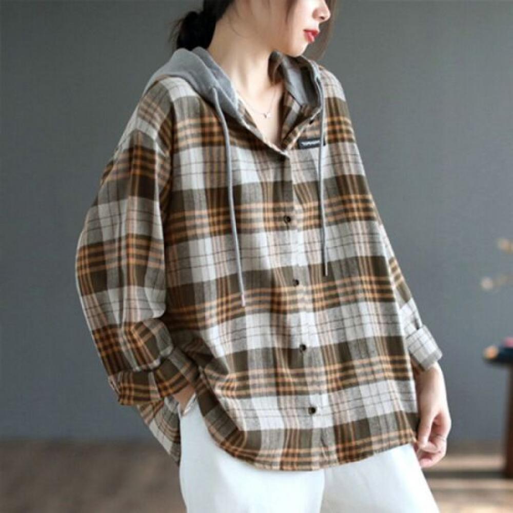 Navava Nc159 Retro Check Long Sleeve Hoodie