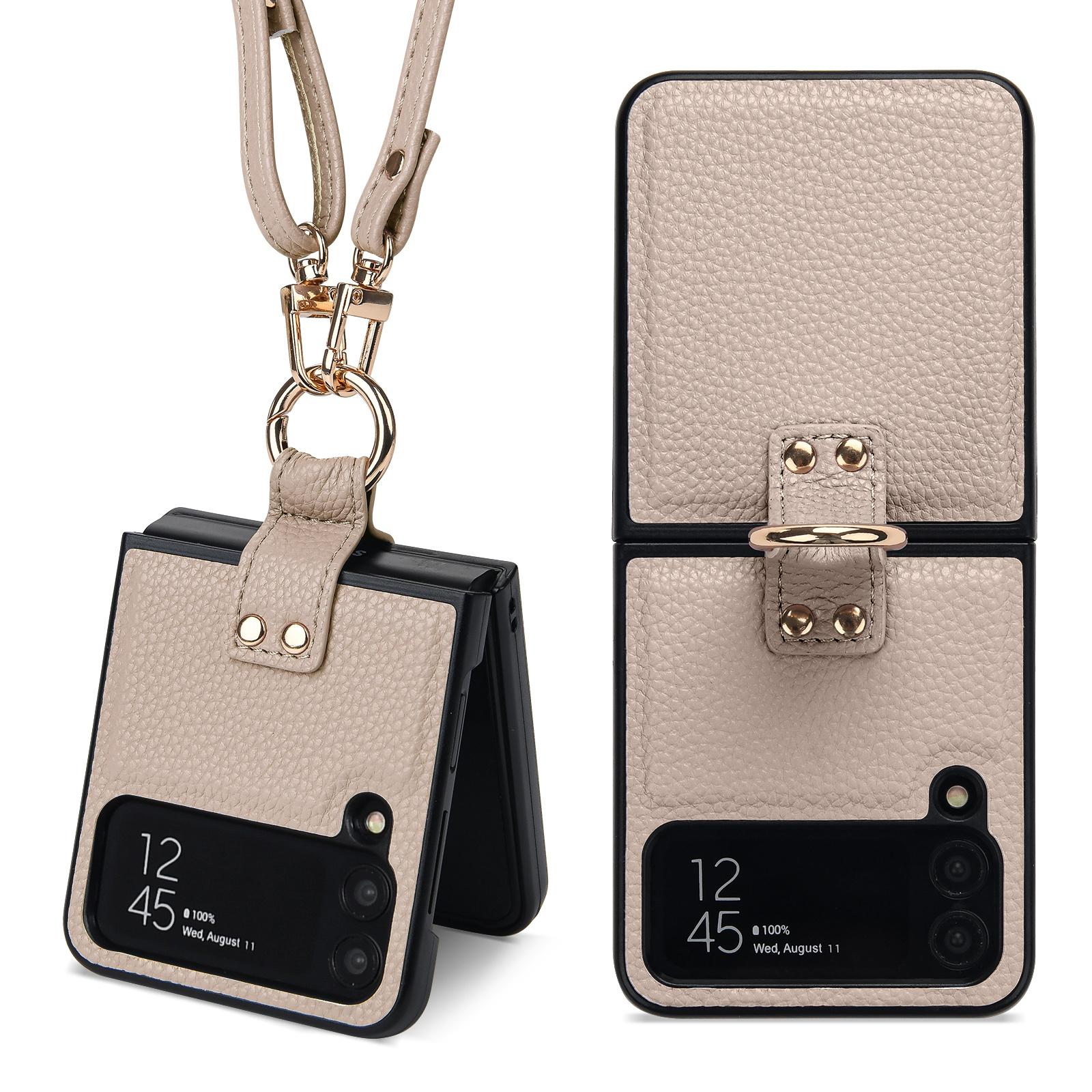 

Противоударный чехол-кошелек через плечо для Samsung Galaxy Z Flip 3 4 5 5G Стильный и защитный чехол для телефона с длинным ремешком Galaxy Z Flip 4