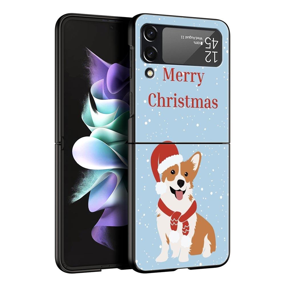 Cute Corgi Dog Hard PC Phone Case For Samsung Galaxy Z Flip 7 6 5 4 Black Cover For Galaxy Z Flip 3 Foldable Fundas Shell Capas