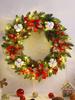 Christmas Door Decor Wreaths with Spruce Pine Cones Berry Ball 40CM Hanging Garlands Realistic PVC Light Up for Home Party Decor