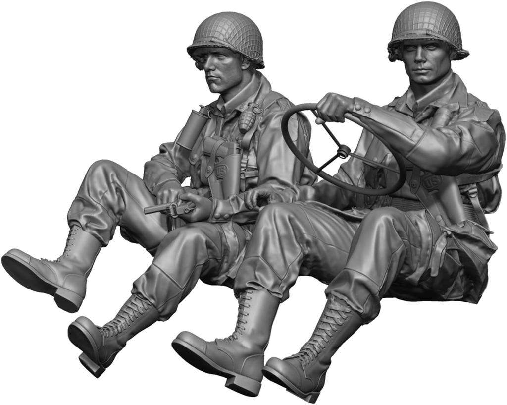 H3 Model 1/48 WWII U.S. Army Paratrooper Driver and Pilot (2 Figures) Resin Kit HS48025
