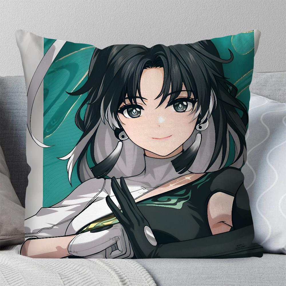 Jianxin Anime Game W-Wuthering Waves Pillow Case Square Pillow Bedroom Sofa Leisure ComfortCar Living Room Home Decoration 40X40