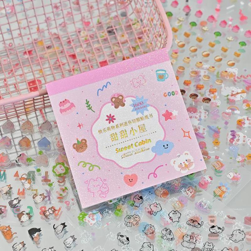 28Sheets/Book Cute Mini Graffiti Cut Film Sticker Book Creative Handbook Diy Picture Book Phone Case Nail Art Decoration Sticker