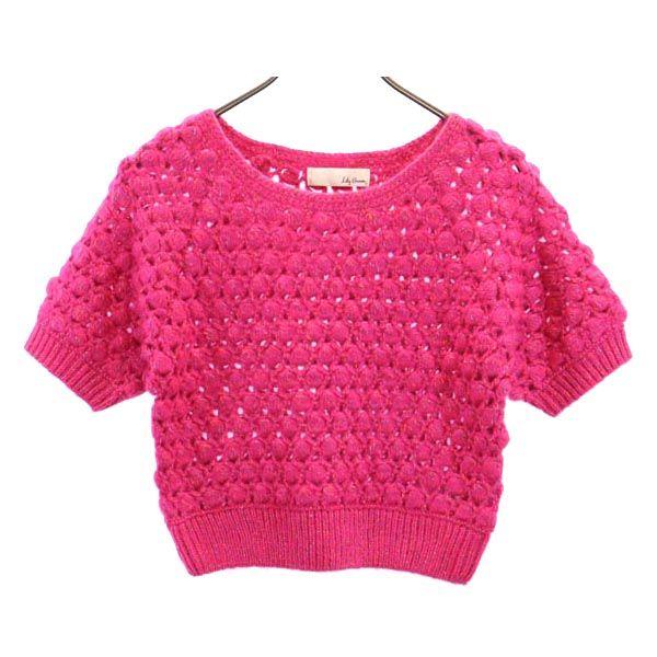 

неиспользованный Lily Brown Короткий рукав Вязаный крючком Покопоко Вязаный F Розовый Трикотаж Женский Б/у