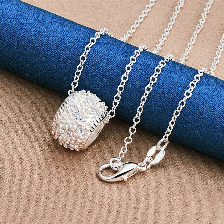 925 sterling silver 16-30 inch exquisite round pendant necklace for women's fashion wedding accessories, jewelry gifts