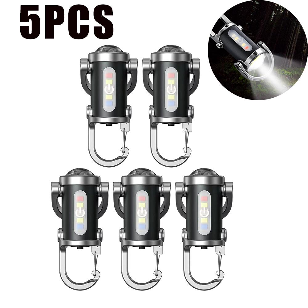 Rechargeable Keychain Flashlights Multifunction COB Work Light 7 Modes Emergency Keychain Light for Walking Searching Hiking