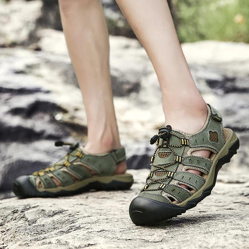 Beach Leather Men Shoes Summer New Non-Slip Large Size Men's Sandals Men Shoes Casual Sandals Slippers Big Size 38-48