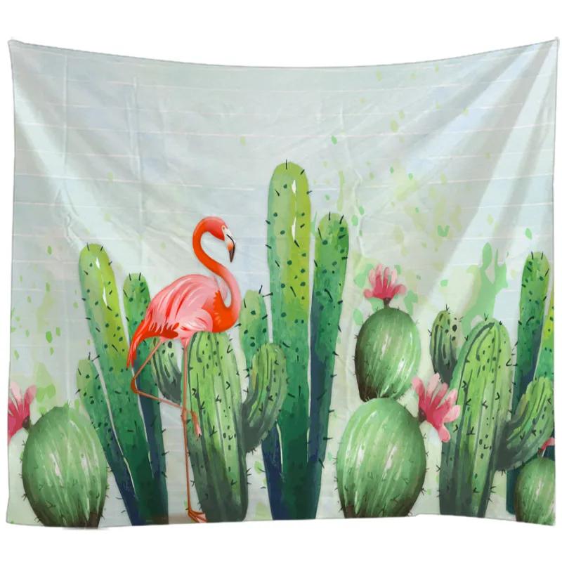 Cactus Decor Tapestry Watercolor Printed Wall Hanging Bedroom Living Room Dorm Tapestry Beach ThrowTable RunnerCloth