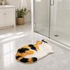 2D Printed Cat Shape Floor Mat Crystal Velvet Bedside Carpet Animal Area Rug  Bathroom Floor