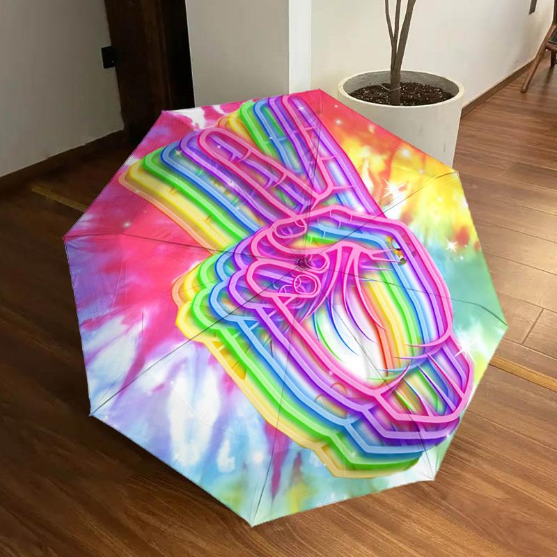 

1pc Rainbow Hand Print Automatic Open/Close Umbrella, Formal Events - Ideal Gift for Family or Friends, Outdoor Accessory yy251211240